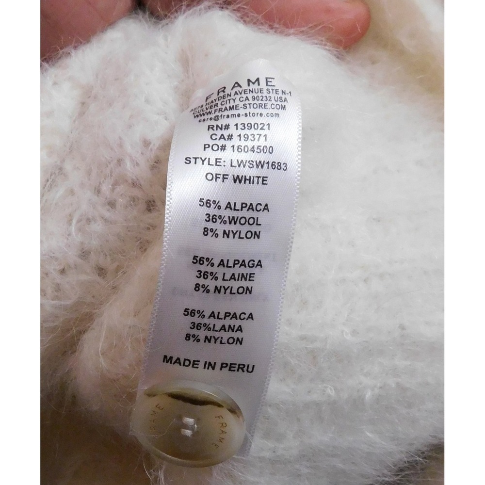 FRAME Alpaca Wool Cardigan Sweater Off White Ivory LWSW1683 Size XS - Picture 4 of 4